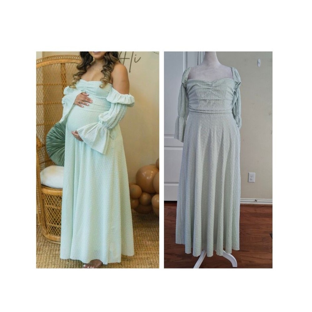 NEW Worth Collective Corrine Dress Sage Green M Cottage Romantic Bump Friendly